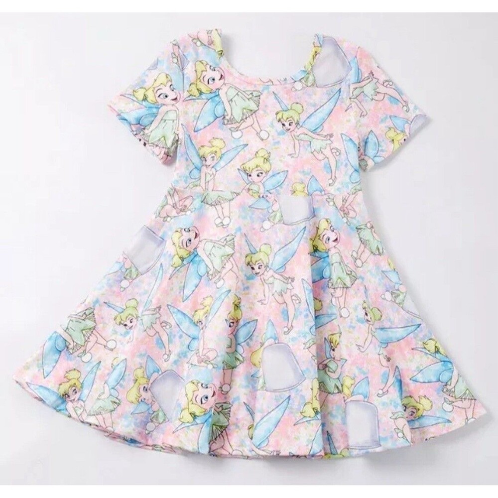 Los Angeles Boutique Tinker Bell Girls Short Sleeve Swing Dress Disney Summer 4T